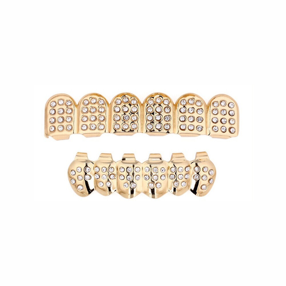 Gold Silver Plated Grillz Teeth Diamond Rhinestone Crystal Grill Hip Hop Rapper