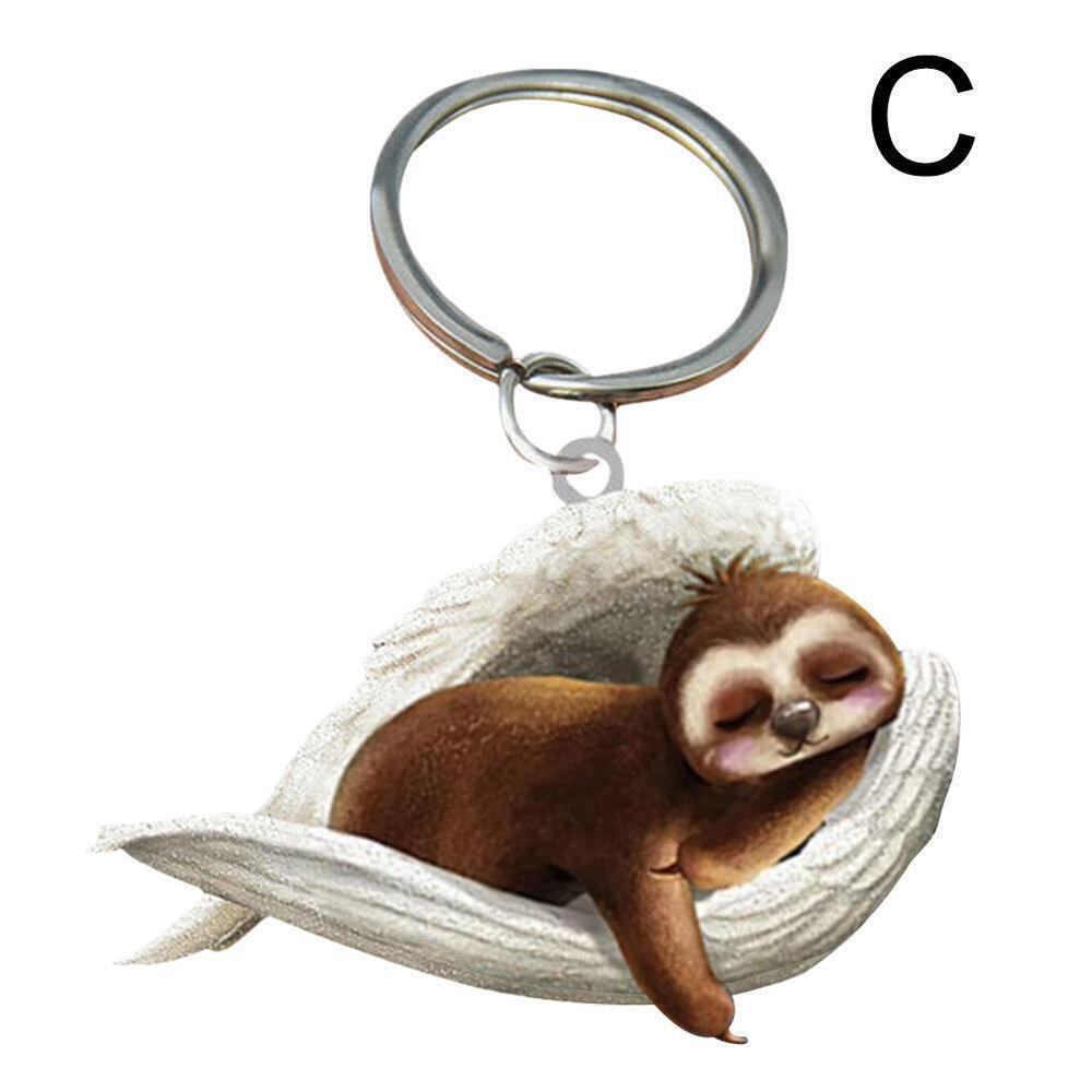 Hanging Ornament Keychain Cute Sleeping Angel Animal Pendant Wing Car Gift