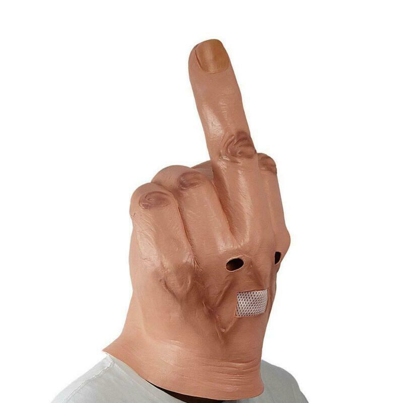 Scary Middle Finger Halloween Mask Full Head Costume Party Cosplay Prop 2021