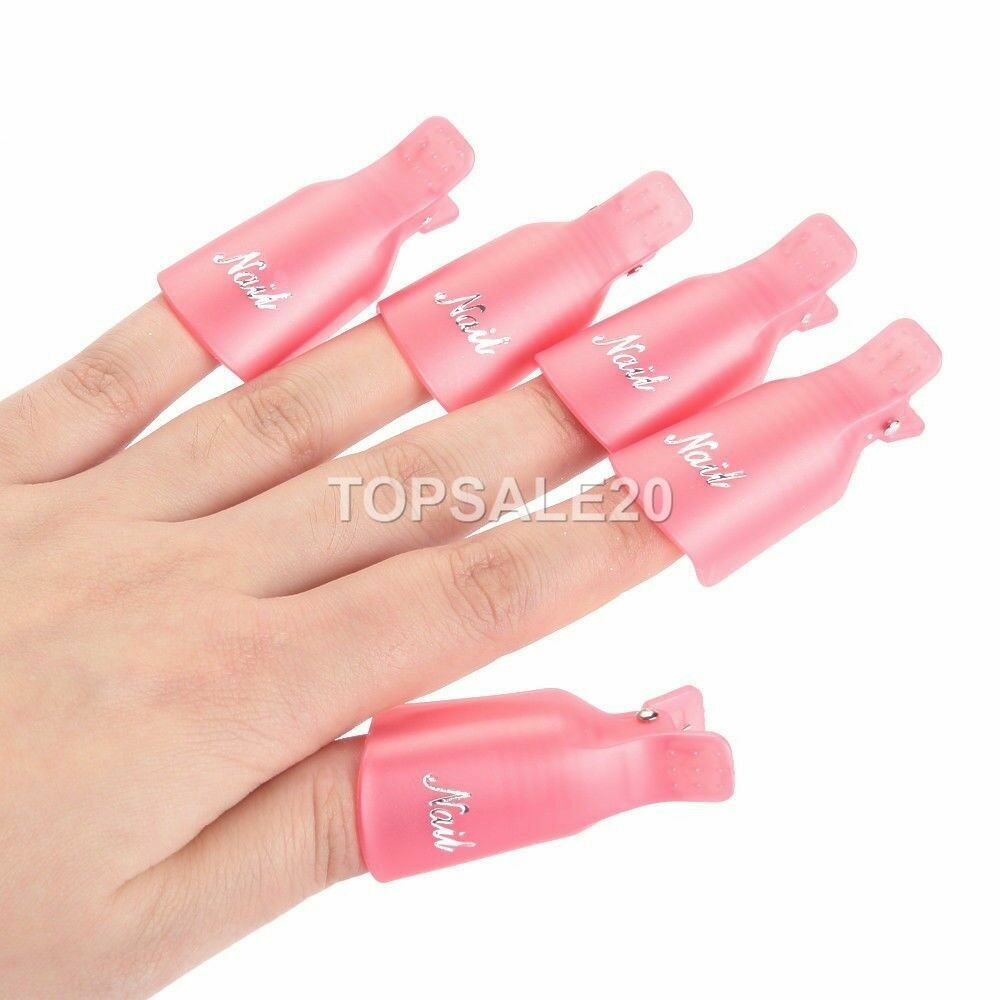 10PCS Plastic Nail Soak Off UV Gel Art Polish Remover Wrap Clip Cap