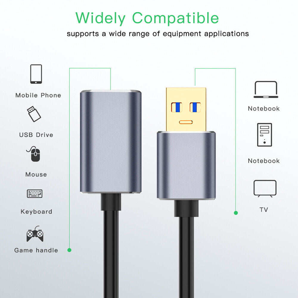 2pcs USB 3.0 Speed Extension Cable Male To Female Data Adapter Extention Cord