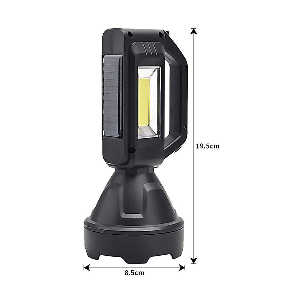 Solar LED Searchlight USB Rechargeable Spotlight Flashlight Torch Strobe Lights