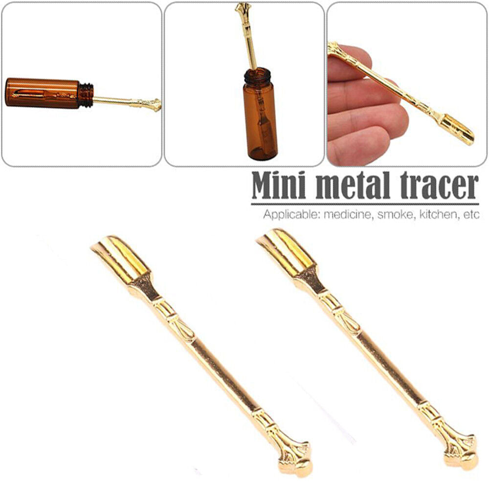 2Pcs Aluminum Gold Snorter Snuff Spoon Shovel Medicine Spoon