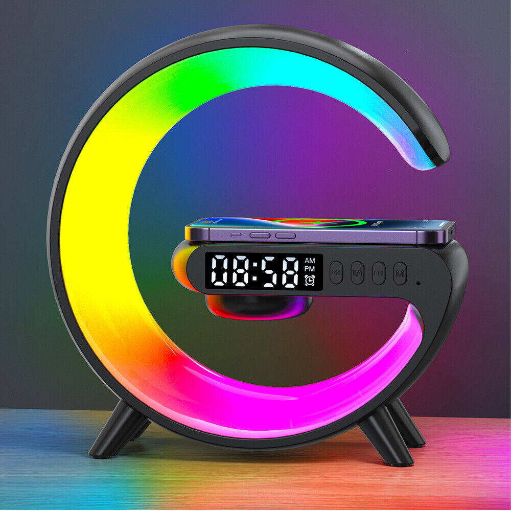 Smart G Lamp Bluetooth Speaker Wireless Charger RGB Alarm Clock Night Light