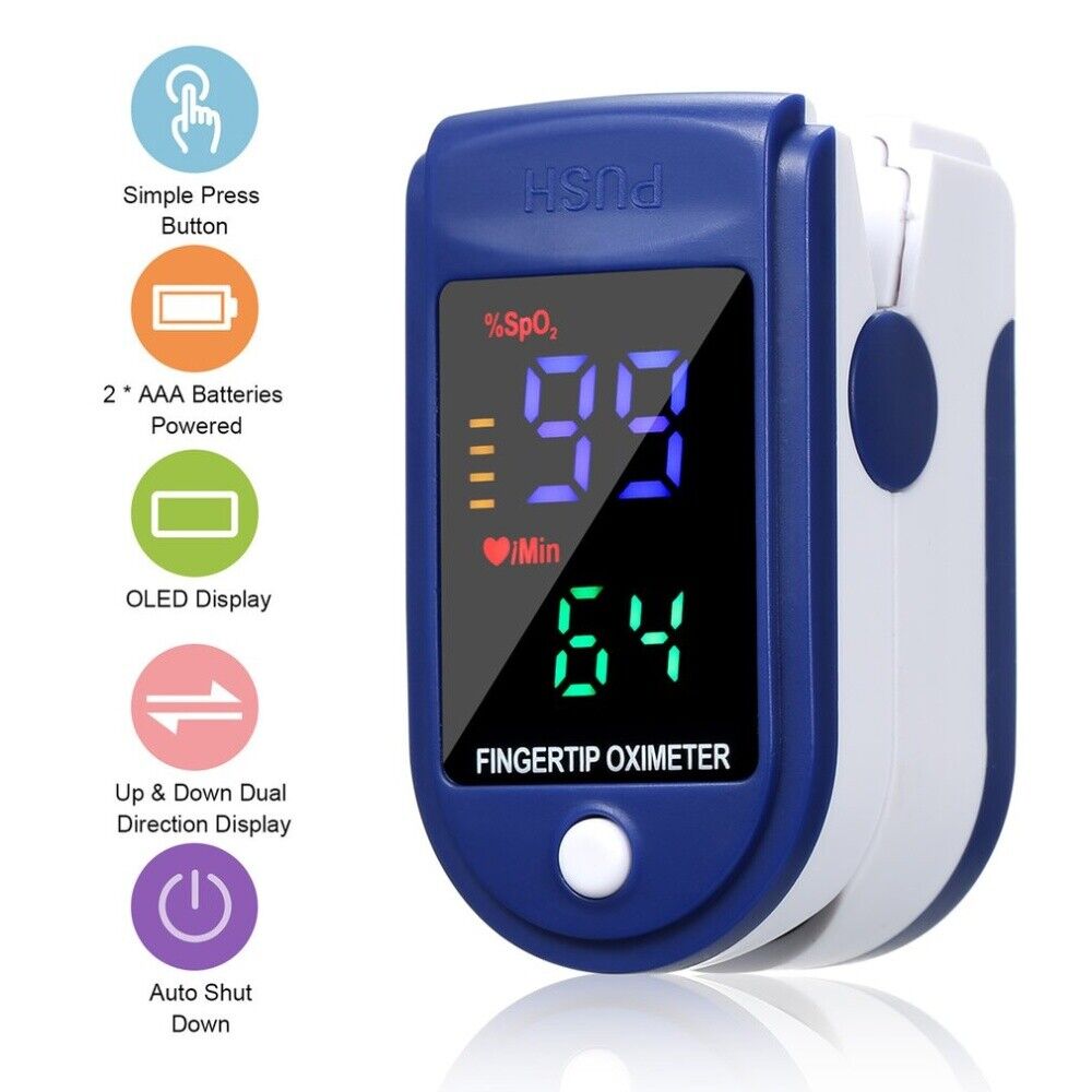 Medical Finger Pulse Oximeter Blood Oxygen Saturation Meter Heart Rate Monitor