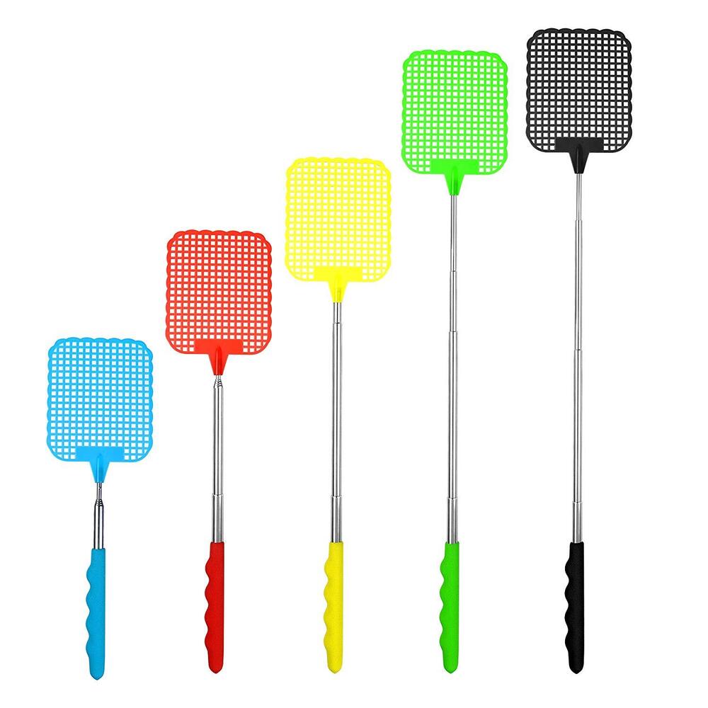 2x Telescopic Fly swatter Bug Extendable Home Office Pest Control Flyswatter