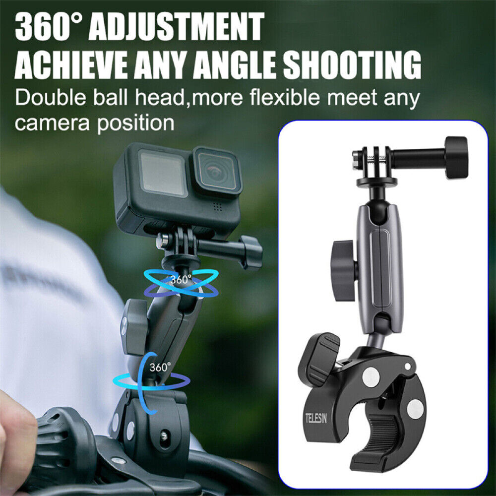 360° Camera Bike Mount Motorcycle Handlebar Clamp Holder for GoPro Insta360 DJI