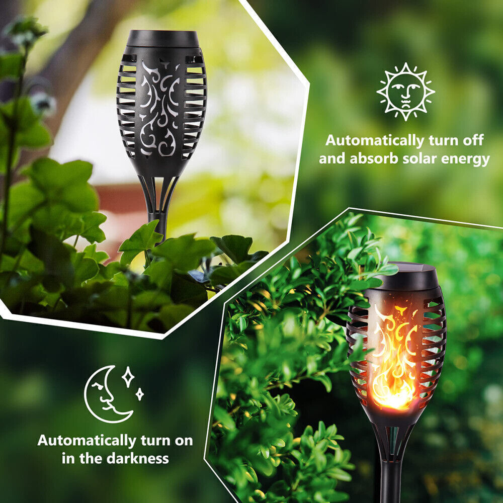 6PCS 12LED Flickering landscape Lamp Dancing Fire Flame Solar Torch Garden Light