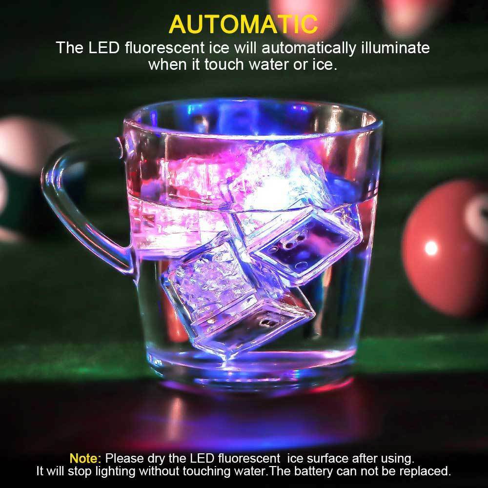 MultiColor Waterproof LED Light up Ice Cubes Flashing Glow in The Dark Party Bar