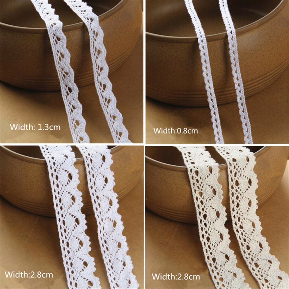 10M Cotton Crochet Embroidered Lace Edge Trim Ribbon Appliques Sewing DIY Craft