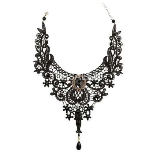 Women Victorian Lace Choker Necklace Metal Cameo Jewel Steampunk