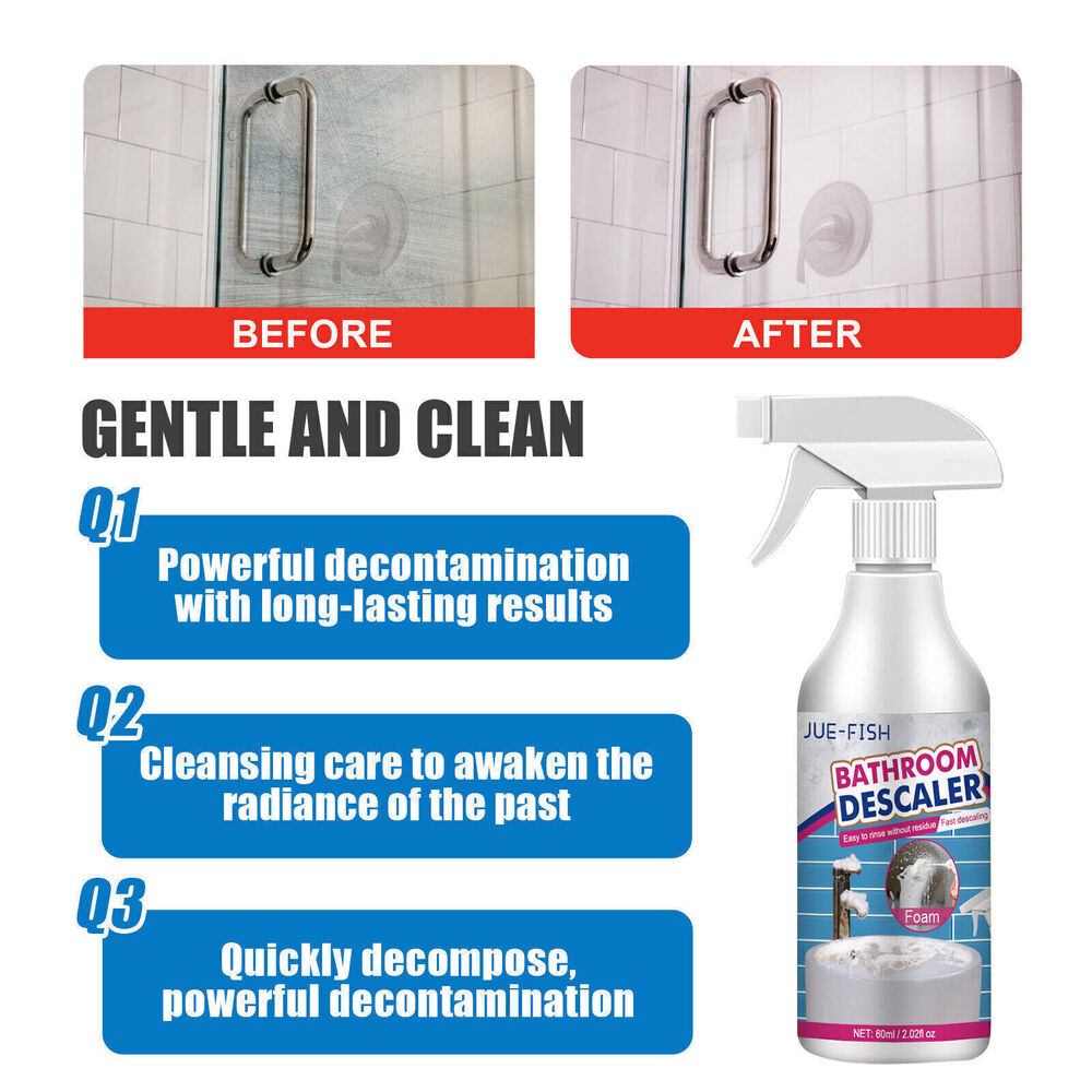 3x Bathroom Descaler Spray Jue Fish Bathroom Descaler Stubborn Stains Clean 60ml