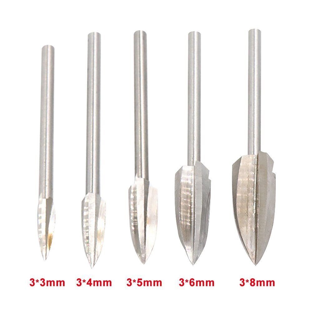 5 PCS/Set Wood Carving And Engraving Drill Bit Milling Cutter Carving Root #T