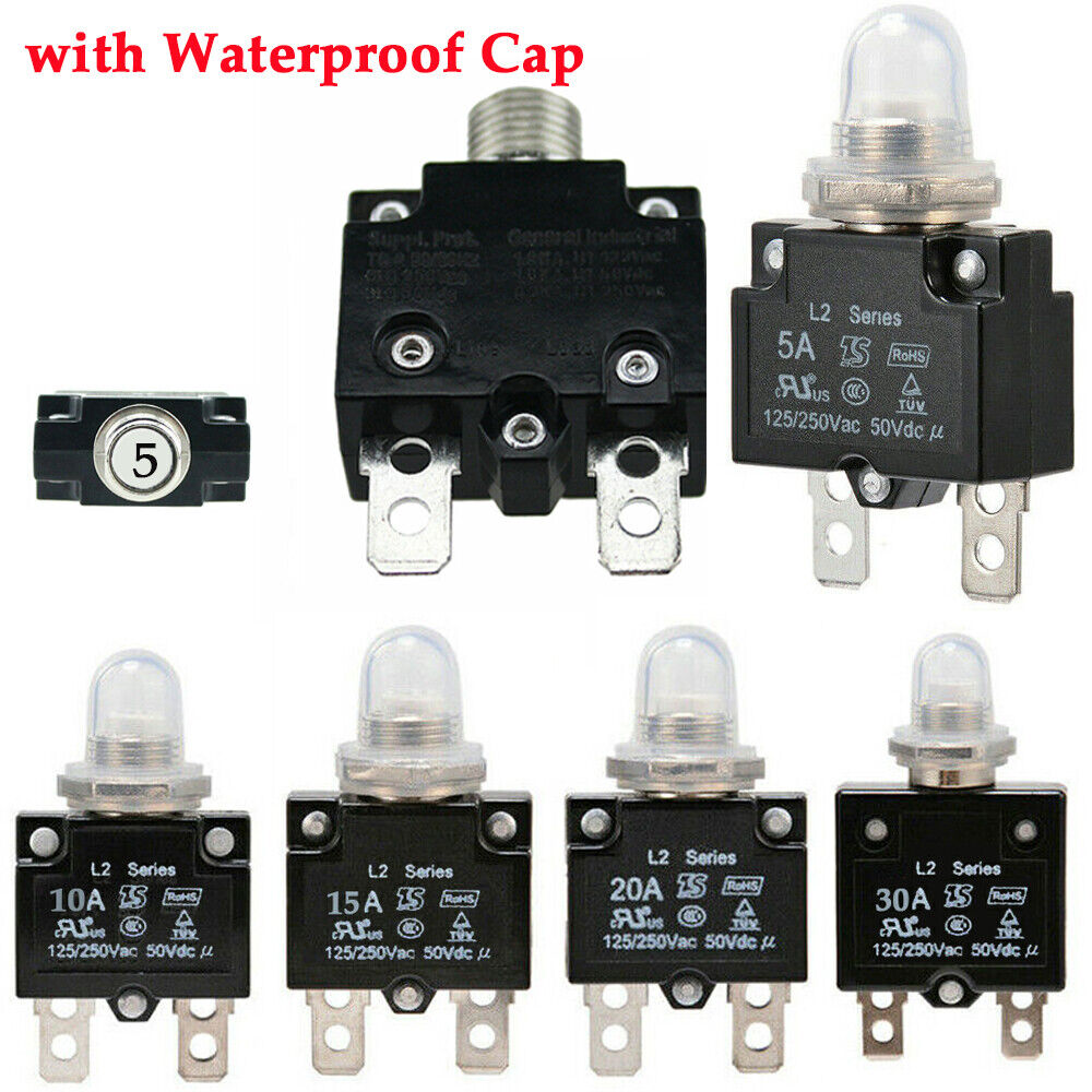 5/10/15/30 Amp Push Button Manual Reset Thermal Circuit Breaker Overload Switch