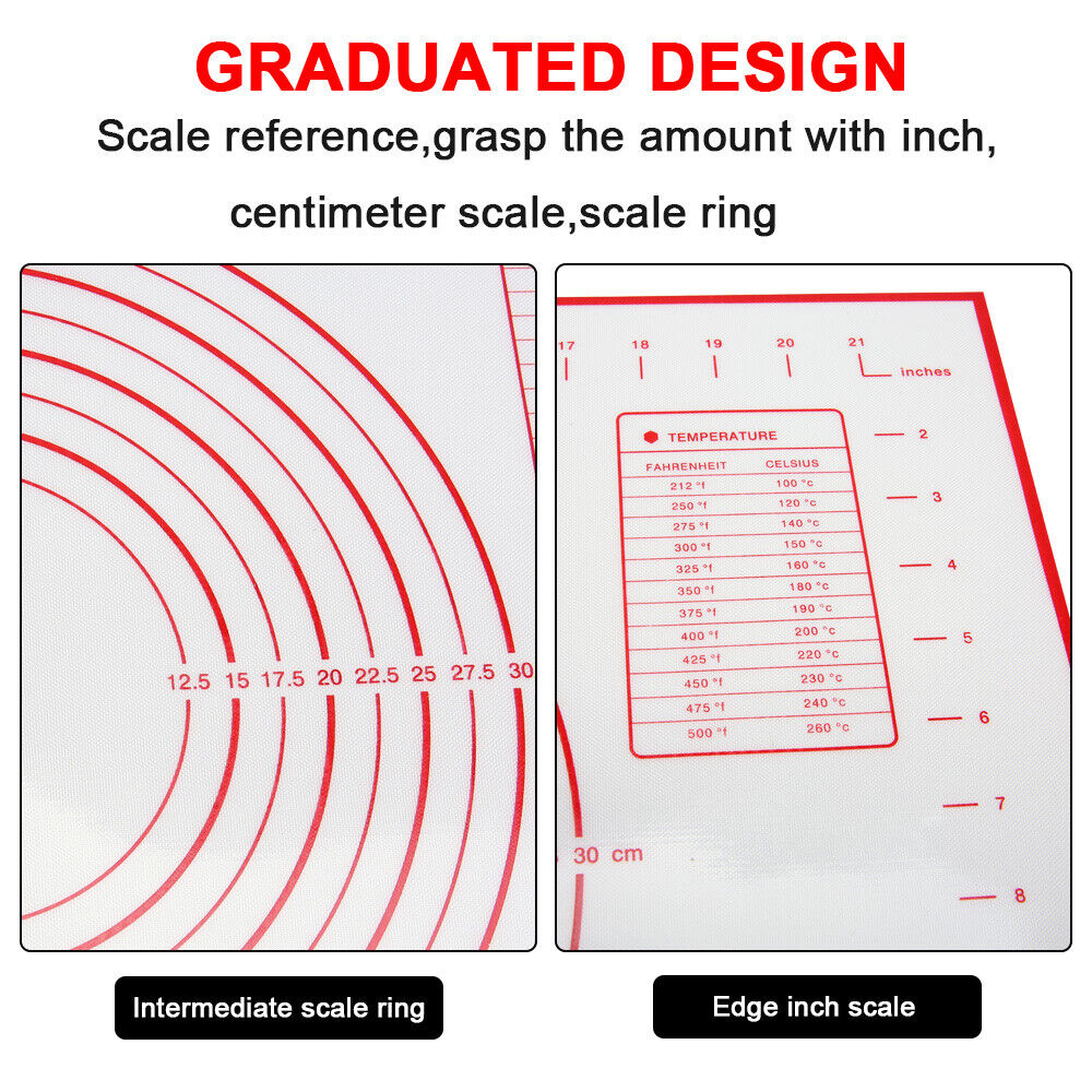 2x Reusable X Large Non-Stick Silicone Baking Mat Sheet Rolling Pastry Dough 60x40