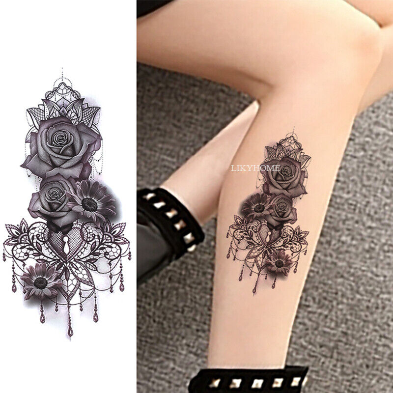 Waterproof Fake Tattoo Sheet Sticker Floral 3D Flowers Body Art Skin Temporary