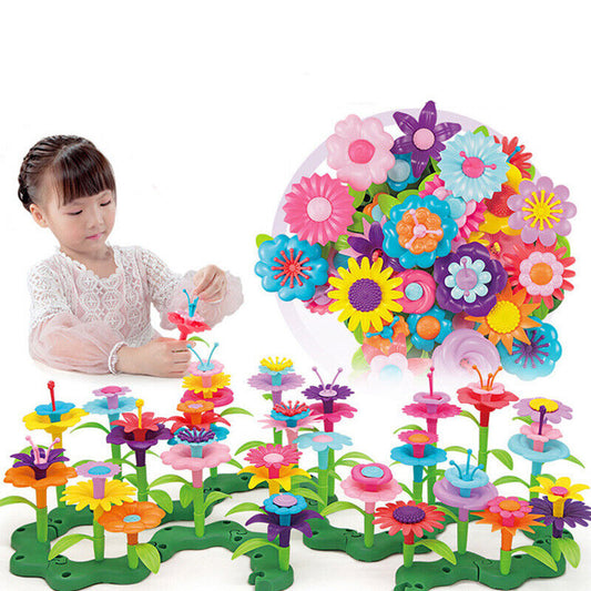 DIY 46/98/148PCS Flower Garden Building Toys Children Build Bouquet Sets Gift