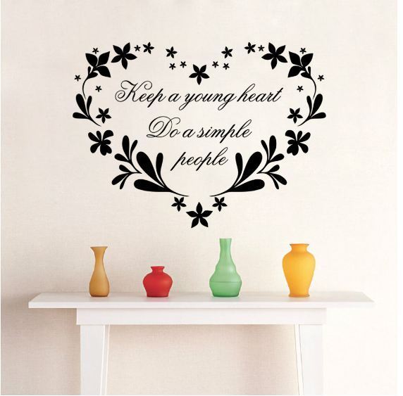 Wall Stickers Removable Keep Young Heart Simple Living Room Decal Art Decor