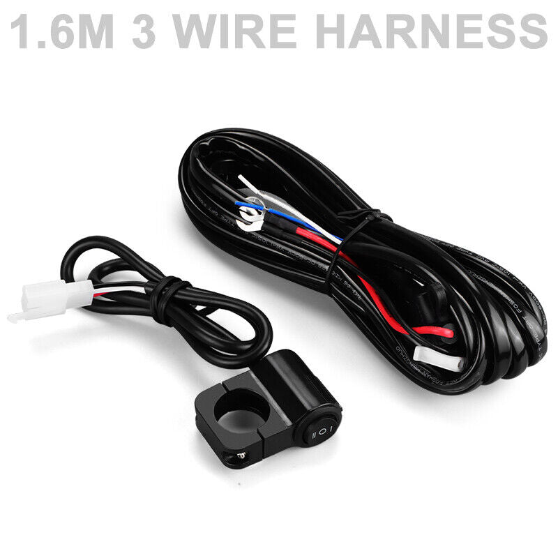 Motorcycle Wiring Harness Kit ON/OFF Switch For LED Spot Light Fog Driving Lamp