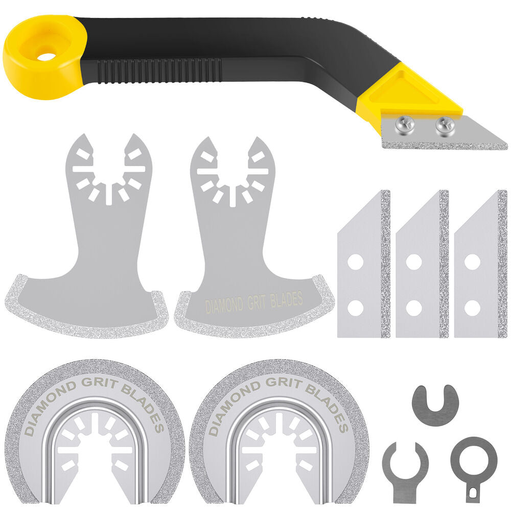 10Pcs Oscillating Tool Blades &Tile Grout Hand Saw Set Multitool Tool Removing