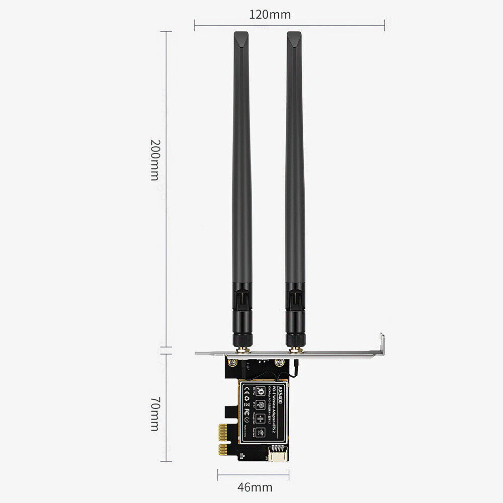 WiFi 6 Bluetooth 5.2 PCI-E Adapter PC Dual Band 2.4G+5G Game Network Card Kit