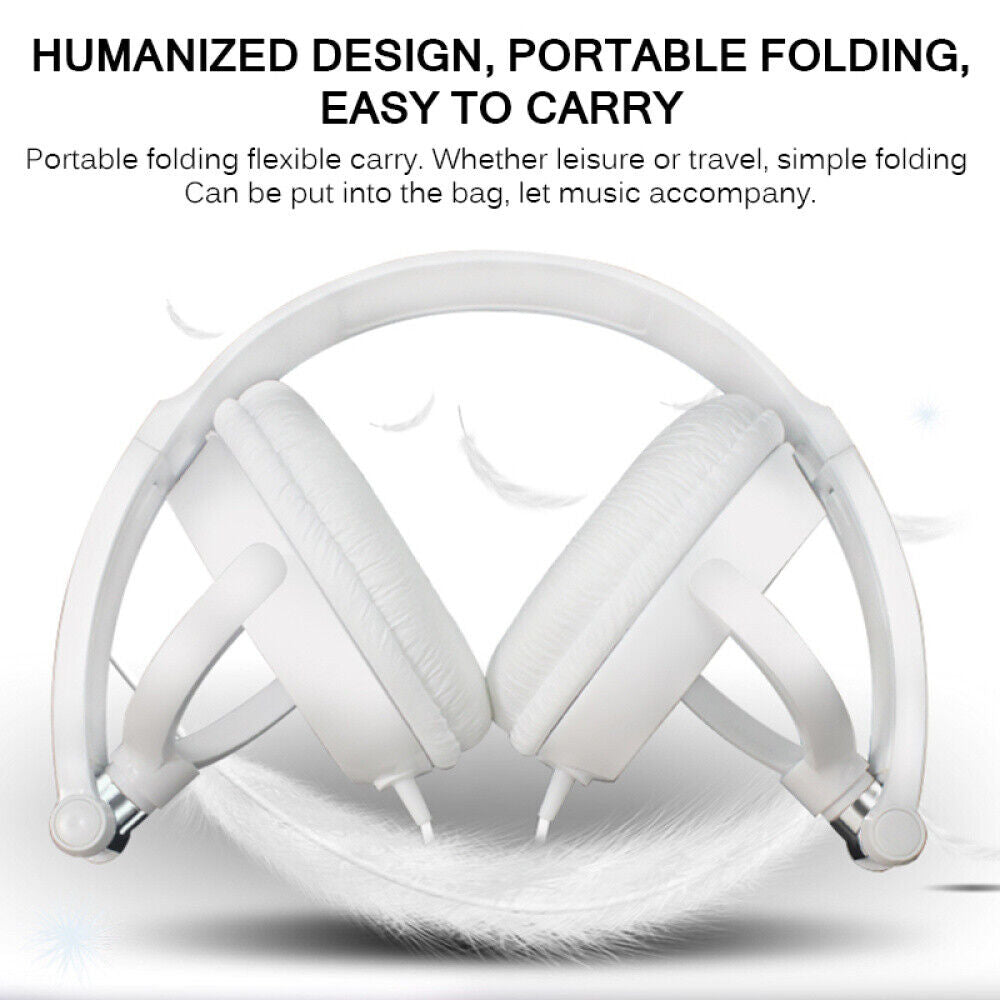 Wired Headphones Bass HiFi Over Ear Headset Earphone Stereo Noise Cancelling