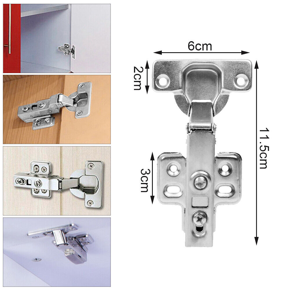 10X Door Hinge Cabinet Cupboard Hinges Soft Close Half/Full Overlay Wardrobe