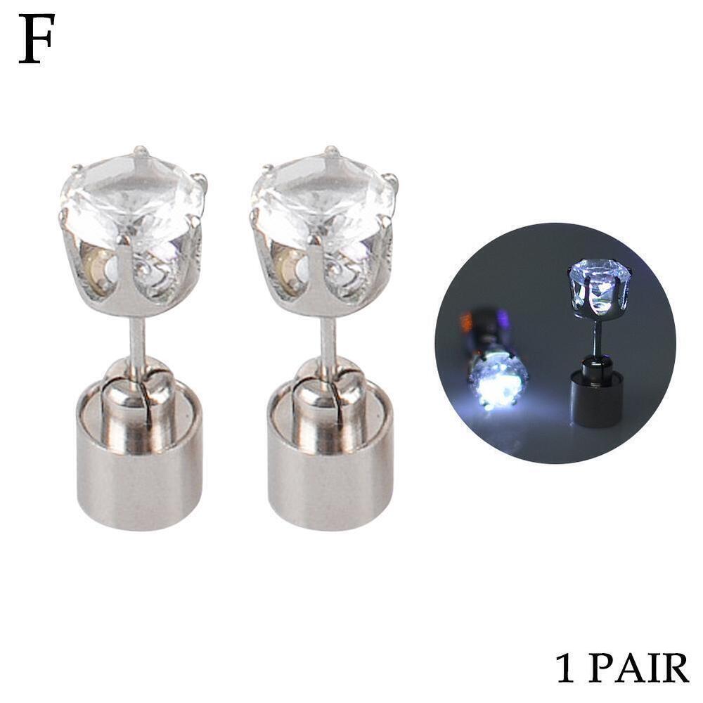 LED Earrings Glowing Light UpDiamond Crown Ear Drop Stud Pendant For Party U8R0