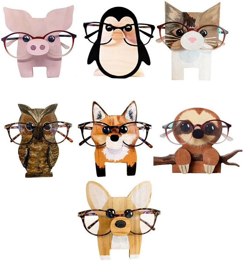 Glasses Stand Christmas Gift Cute Pet Wooden Ornament For Desktop Decor Gift