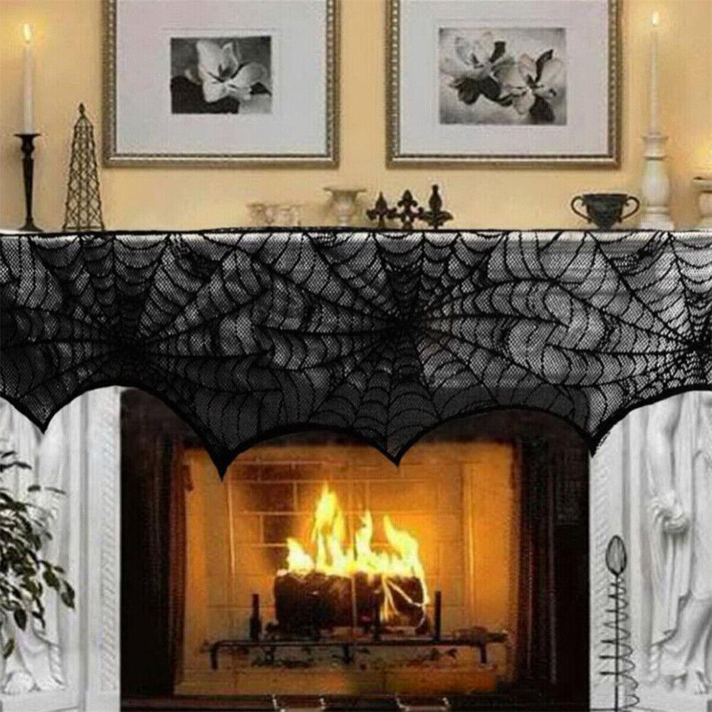 Halloween Table Cloth Fireplace Party Window Spider Web Cobweb Decoration