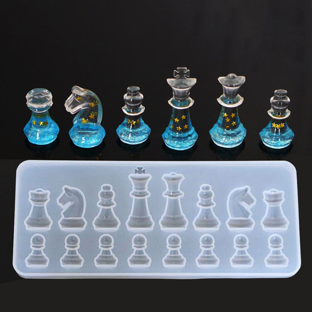 International Chess Checkers Silicone Mould Resin Epoxy Casting DIY Mold Tool