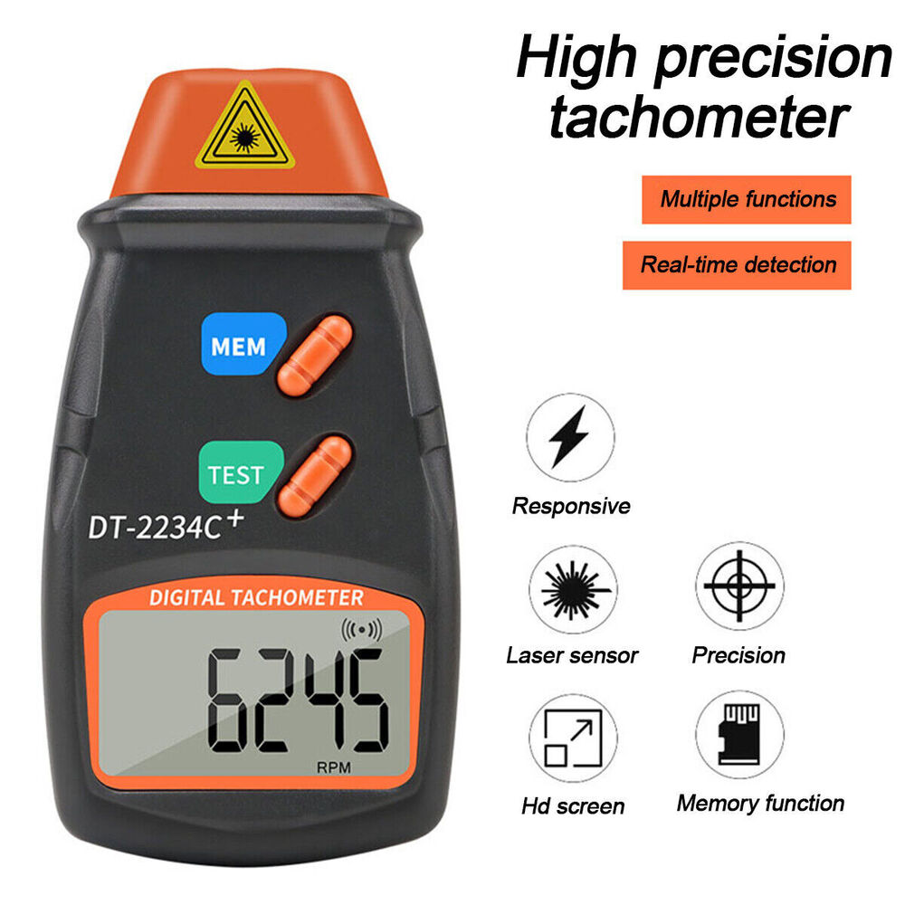 Handheld Laser Tachometer Non-Contact Digital Photo RPM Rotation Speed Meter