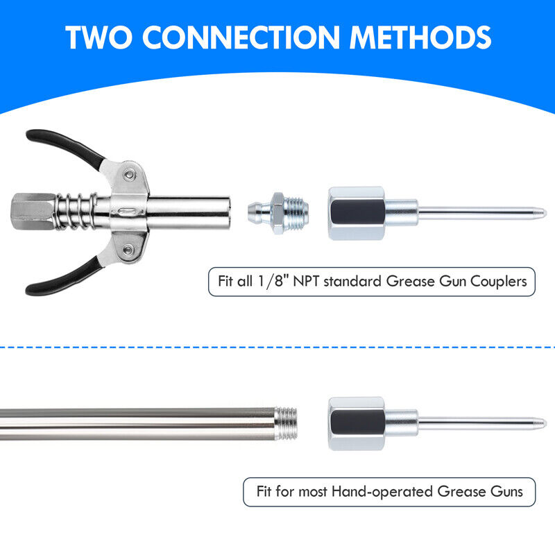 2x Grease Gun Needle Tip of The Mouth Removable Needle Nose Head Nozzle Adapter