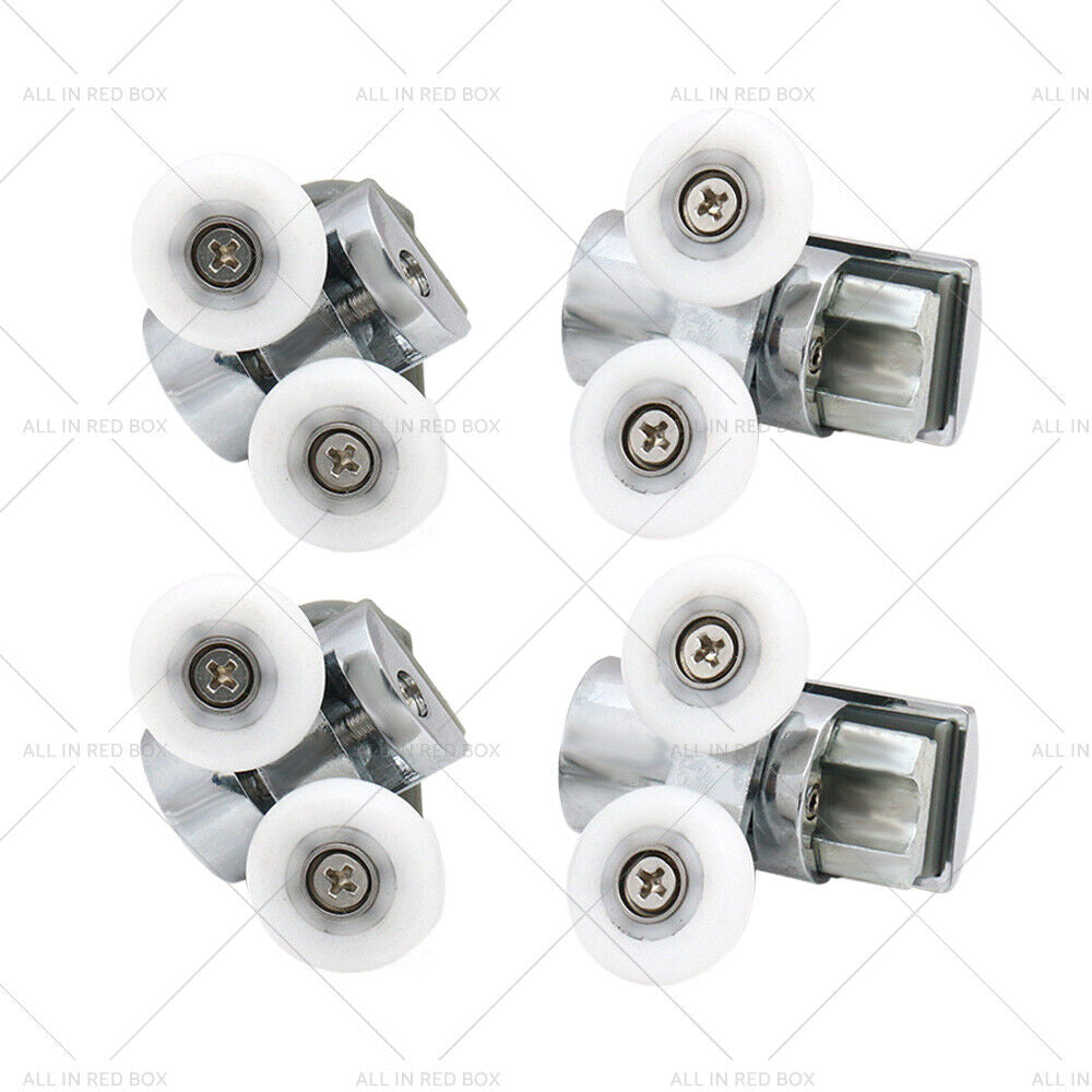 4Pcs Zinc Alloy Shower Door Rollers Twin Top & Bottom Runners Wheel Twin 23mm