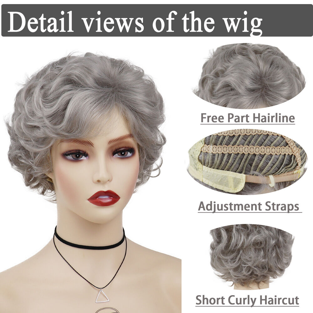 Grandmother Wig Grey Silver Curls Grandma Granny Old Lady Woman Costume Party