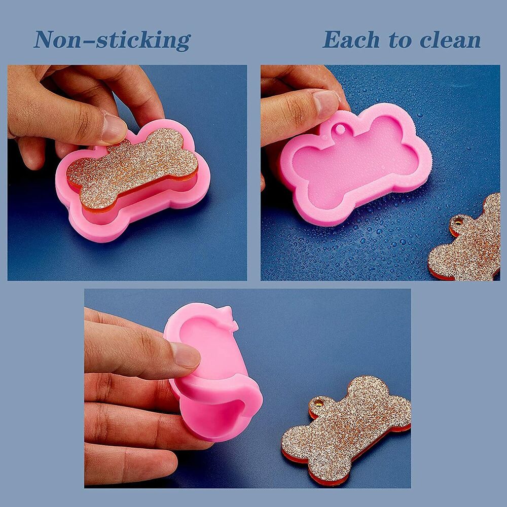 Silicone Bone Shape Resin Mold Dog Tag Keychain Resin Casting Mould DIY Craft