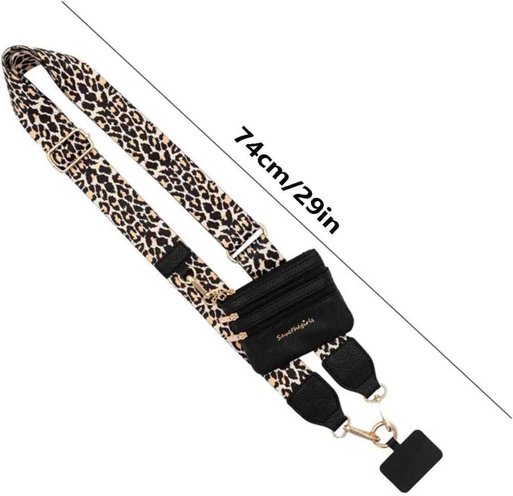 Phone Strap with Zippered Pouch,Clip and Go Strap for Phone with Wallet Crossbod