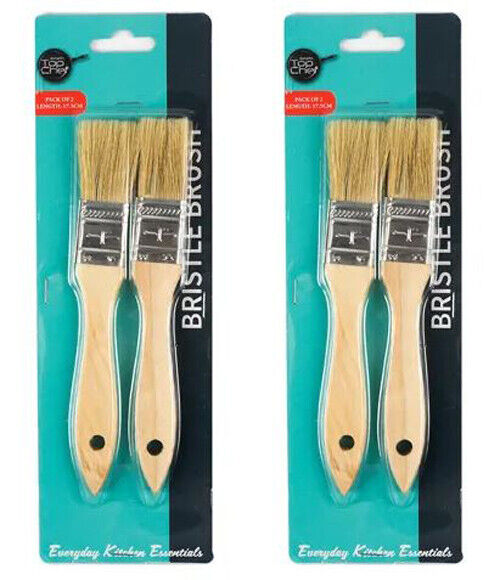 2pk Pastry Brushes Kitchen Food Cooking BBQ Wooden Handle Baking Bristles Brush