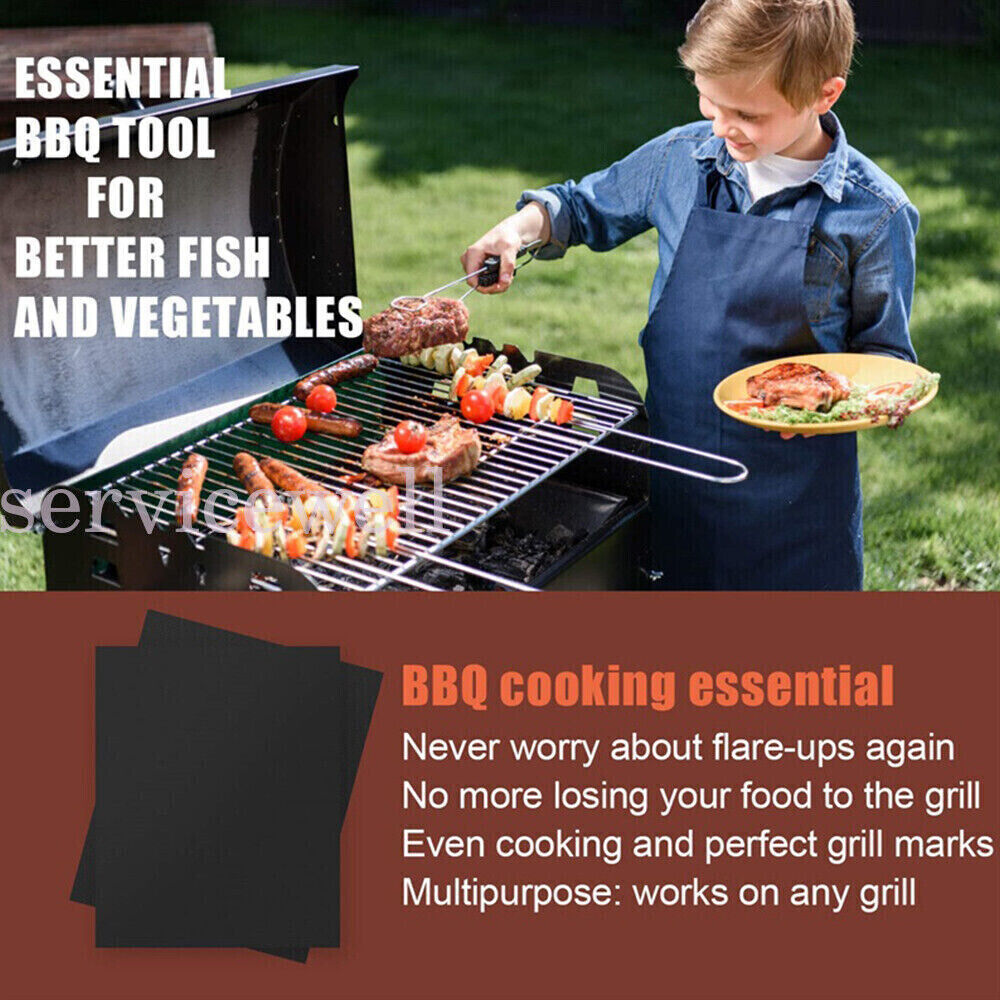 3 BBQ Grill Mat Reusable Sheet Resistant Non-Stick Barbecue Bake Meat