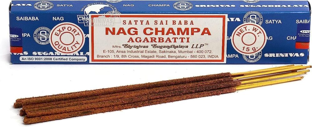 6 x 15g FRESH SATYA SAI BABA - NAG CHAMPA INCENSE STICKS BULK PACK