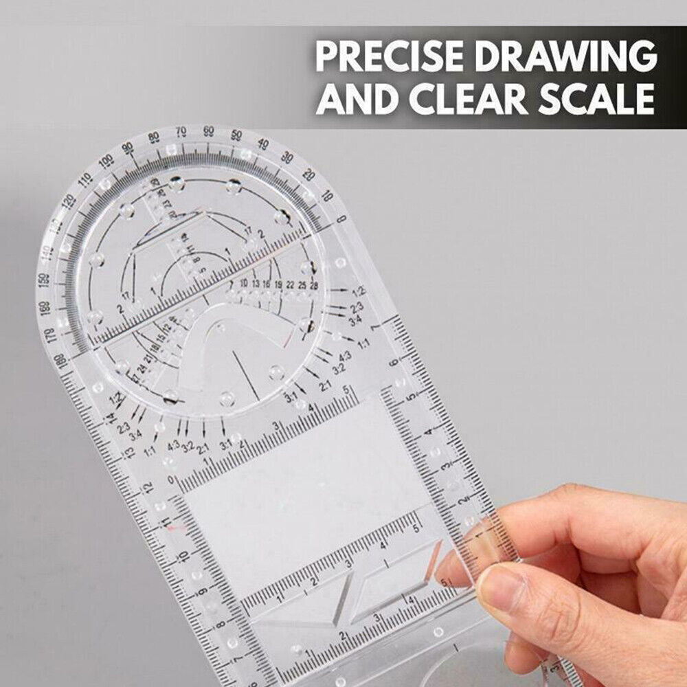 Multifunctional Geometric Ruler Drawing Template School Office Measuring Tool