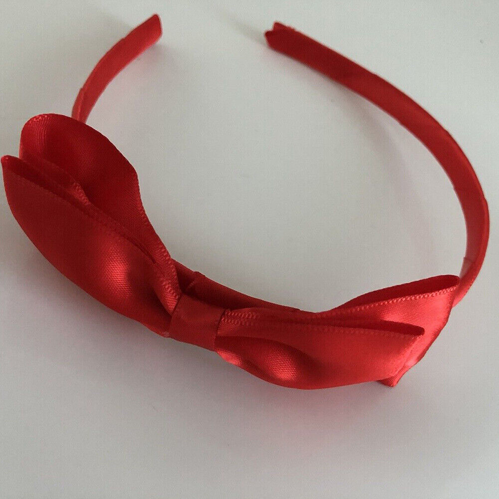 Women Lady Girls Bright Red Bow Ribbon Princess Headband Hairband Hair Head Band