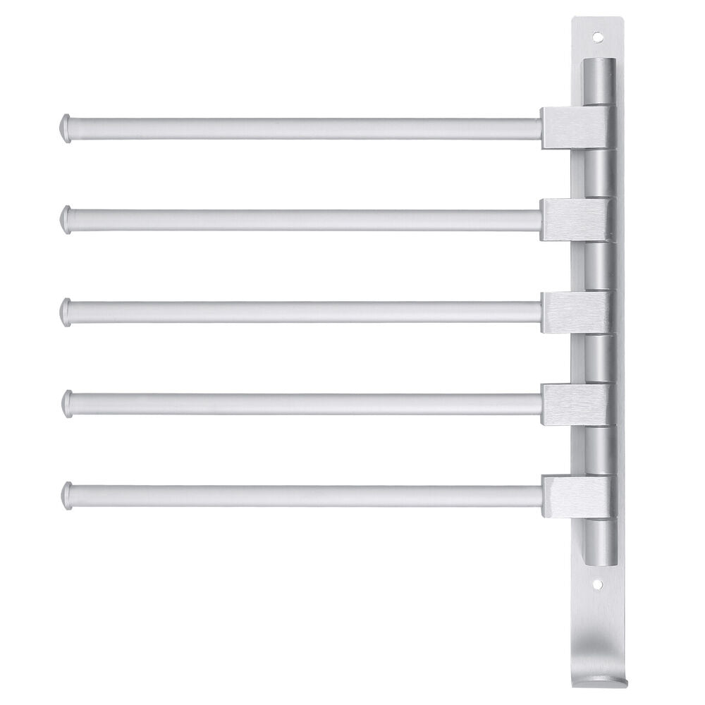 Bathroom 5 Arm Wall Mounted Towel Rail Swivel Rack Kitchen Storage Holder Chrome