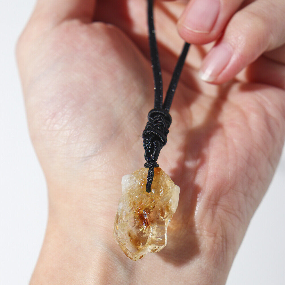 Natural Citrine Crystal Pendant Necklace Gem Stone Quartz Reiki Healing