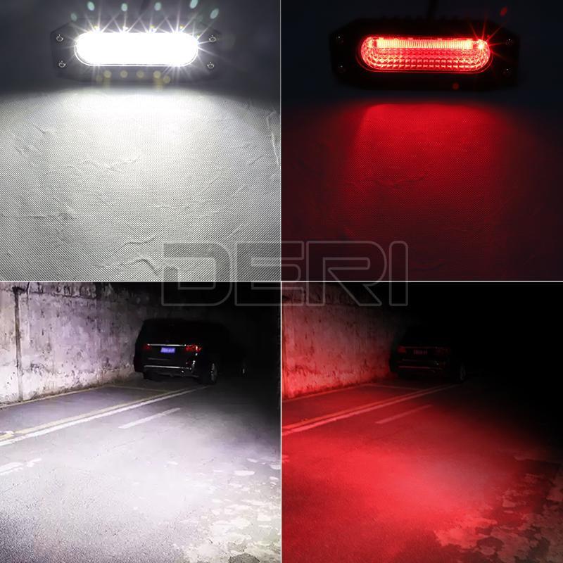 2x 7" inch Flood LED Lights Flush Mount Driving Work Reverse White Red Tail Lamp