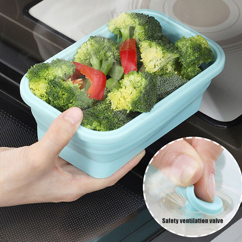 4 Sizes Collapsible Bento Box Kit Silicone Food Containers Microwave Lunch Box