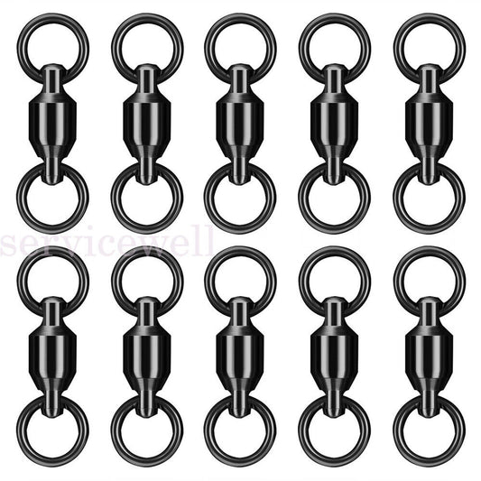 60pcs Black Fishing Ball Bearing Swivel Solid Rings Stainless 1/2/3/4/5#