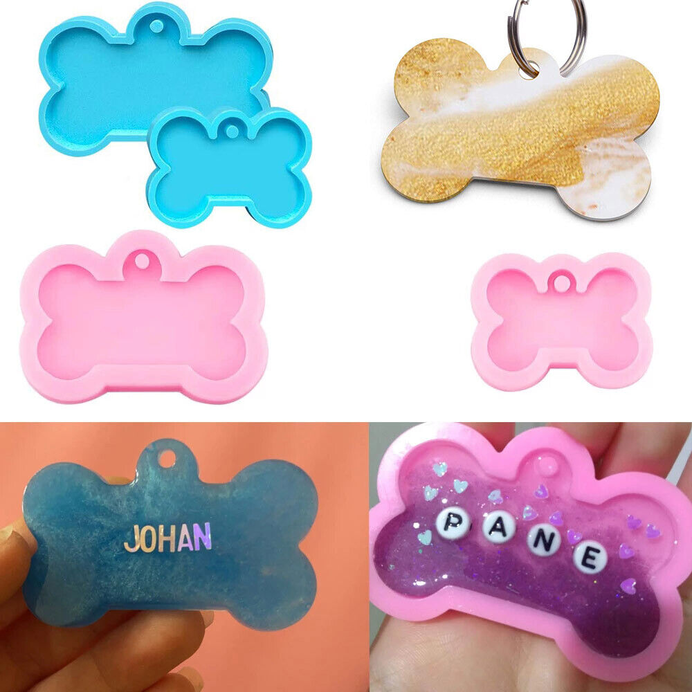 Silicone Bone Shape Resin Mold Dog Tag Keychain Resin Casting Mould DIY Craft