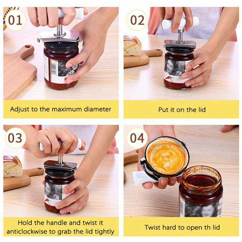 Jar Opener Adjustable Bottle Opener Stainless Steel Lids Off For Kitchen Remover