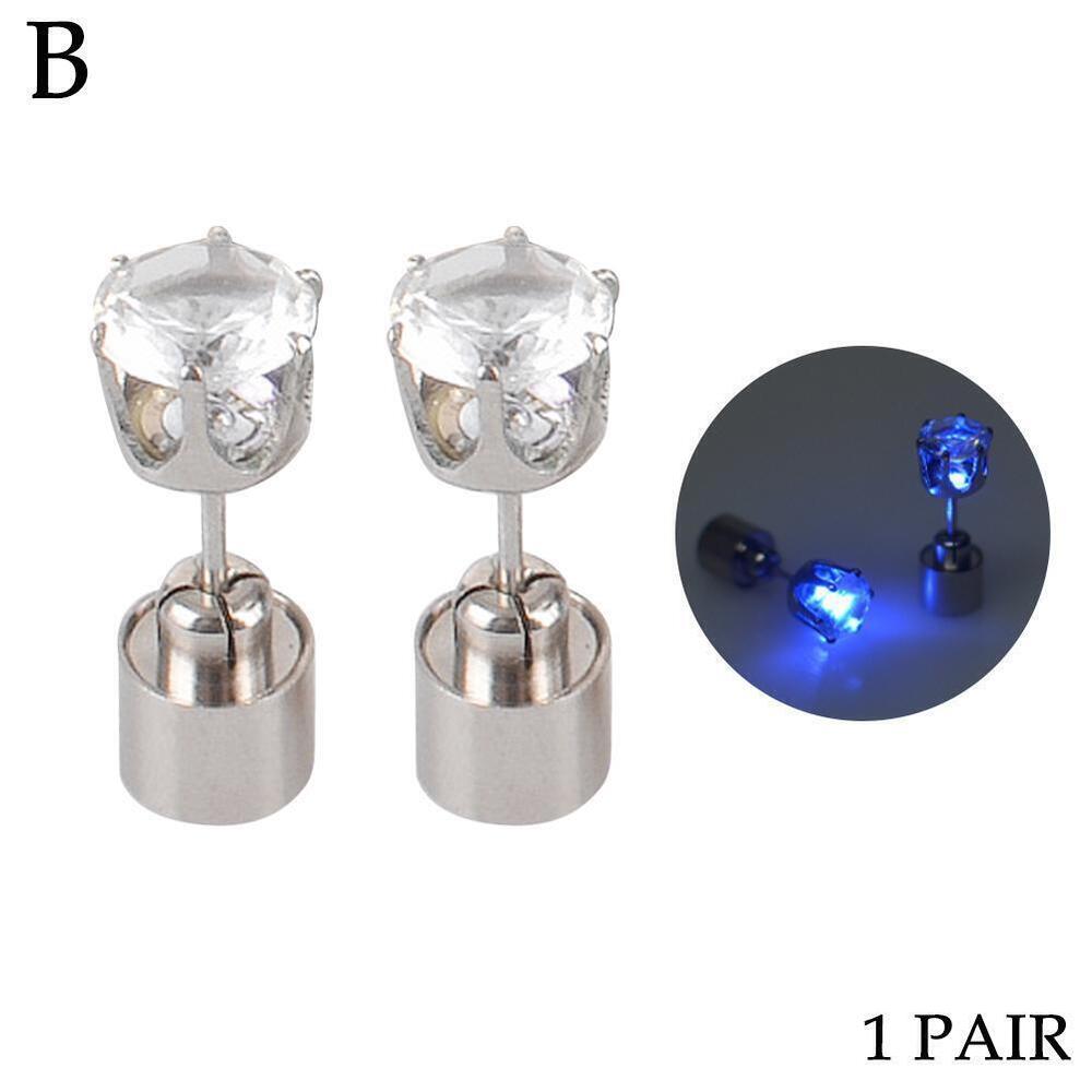 LED Earrings Glowing Light UpDiamond Crown Ear Drop Stud Pendant For Party U8R0